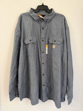 Carhartt Shirt Men’s 4XL Button Up Long Sleeve Loose Fit Grey New A035
